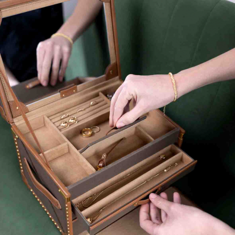 Bote  Bijoux de Voyage Wolf 1834 - Ida Trunk Jewellery Box - Orange