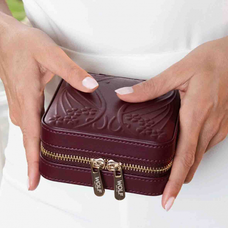 Bo�te � Bijoux de Voyage Wolf 1834 - Wolf X Liberty Small Travel Jewellery Zip Case - Bordeau