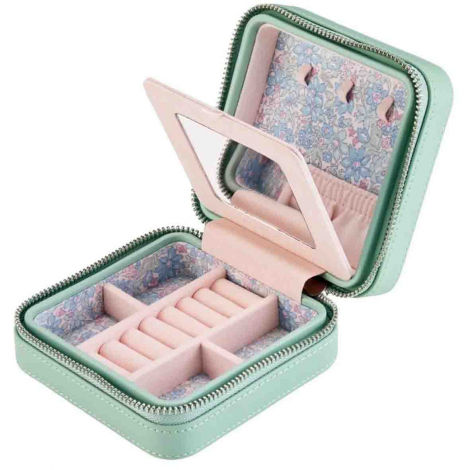Bo�te � Bijoux de Voyage Wolf 1834 - Wolf X Liberty Small Travel Jewellery Zip Case - Vert Pastel