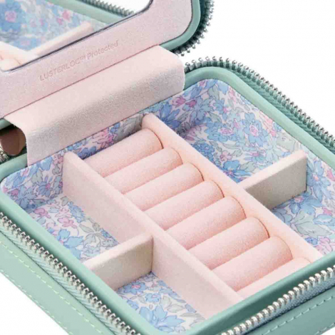 Bo�te � Bijoux de Voyage Wolf 1834 - Wolf X Liberty Small Travel Jewellery Zip Case - Vert Pastel