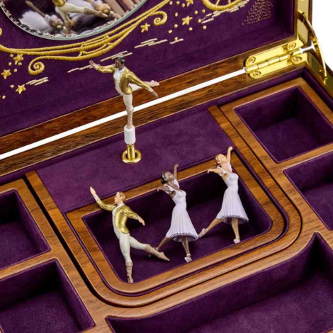 Boîte à Bijoux Musical Wolf 1834 - Ballet Musical Jewellery Box - Cendrillon Walnut Wood
