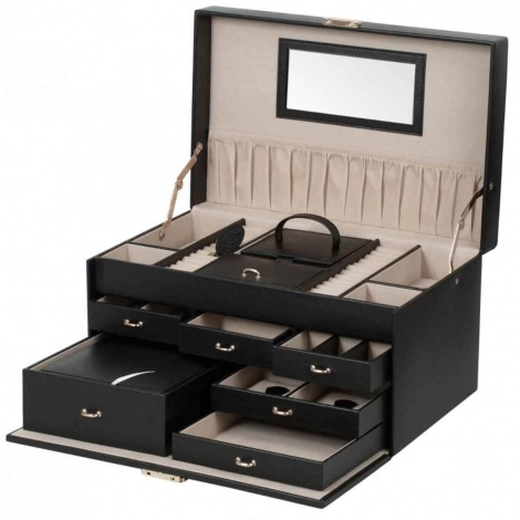 Bote  Bijoux Wolf 1834 - Heritage Large Jewellery Box - Noir