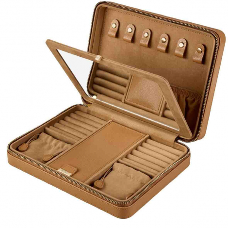 Bo�te � Bijoux Wolf 1834 - Lauren Large Zip Case - Caramel