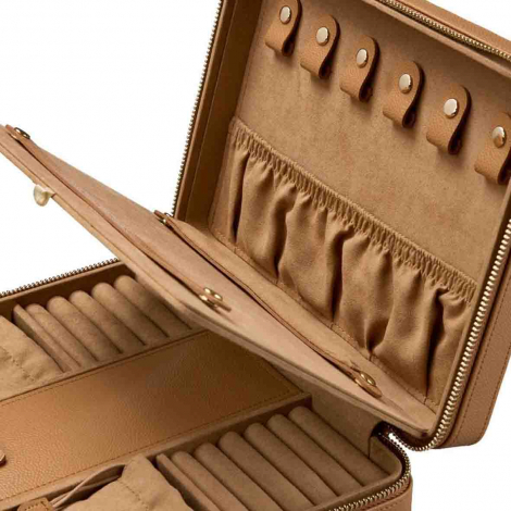 Bo�te � Bijoux Wolf 1834 - Lauren Large Zip Case - Caramel