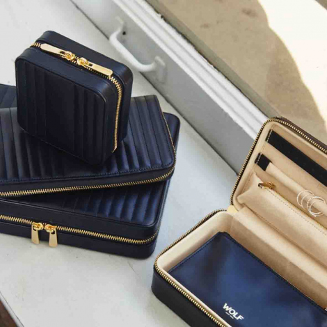 Bote  Bijoux Wolf 1834 - Maria Small Zip Case - Bleu Navy