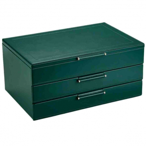 Bo�te � Bijoux Wolf 1834 - WOLF x Fiona Howard Sophia Jewellery Box - Forest Green