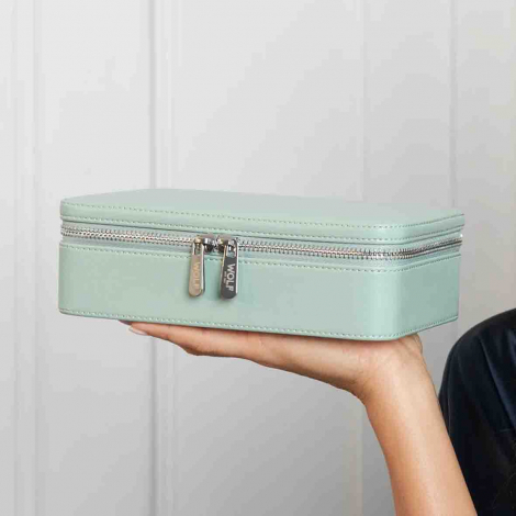 Bo�te � Bijoux Wolf 1834 - Wolf X Liberty medium Jewelry Zip Case - Vert Pastel