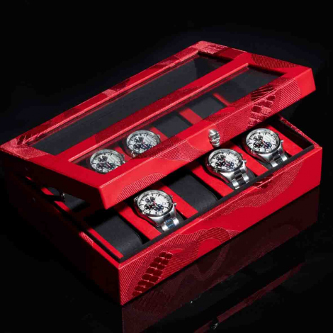 Boite Montre Wolf 1834 - Memento Mori 10-Piece Watch Box- Rouge