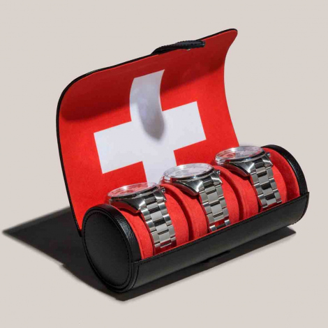 Boite Montre Wolf 1834 - Navigator Triple Watch Roll -Swiss Flag