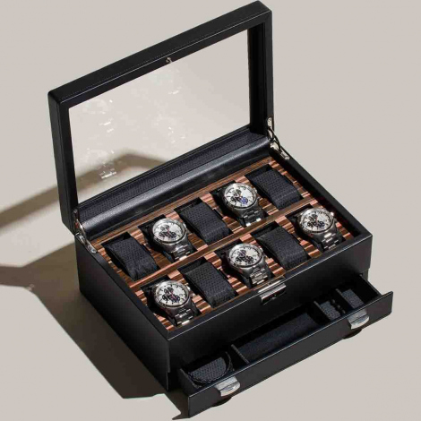 Boite Montre Wolf 1834 - Roadster 10 Pcs Watch Box w/ Drawer