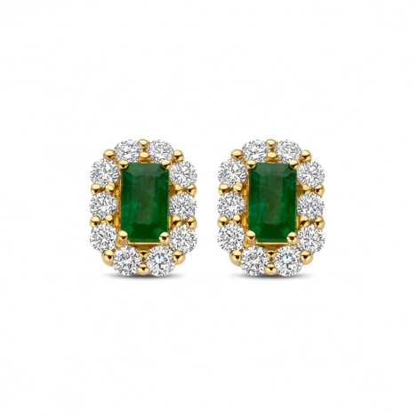 Boucles d'oreilles meraude et diamants