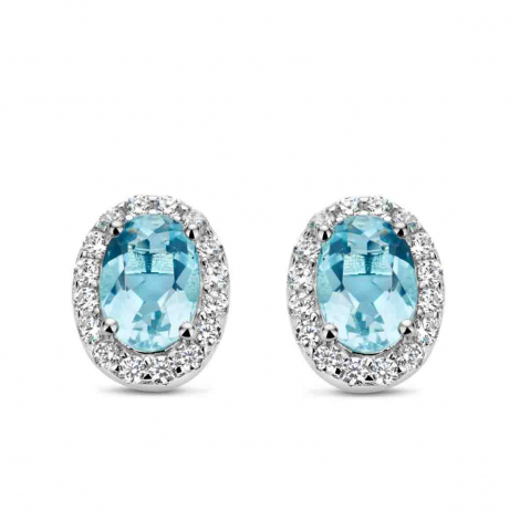 Boucles d'oreille en argent - oxydes bleu et blanc - Naiomy  combiner