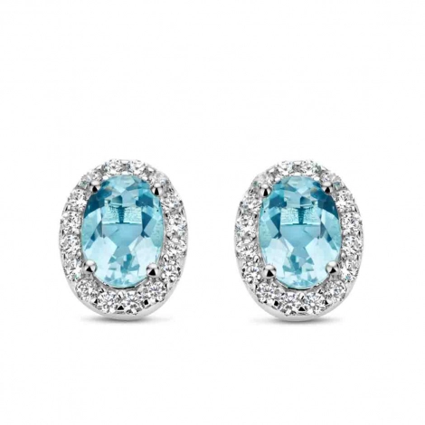 Boucles d'oreille en argent - oxydes bleu et blanc - Naiomy