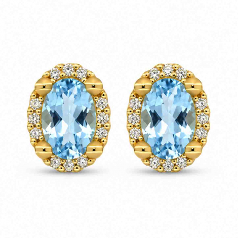 Boucles d'oreilles Aigue Marine et Diamants à combiner
