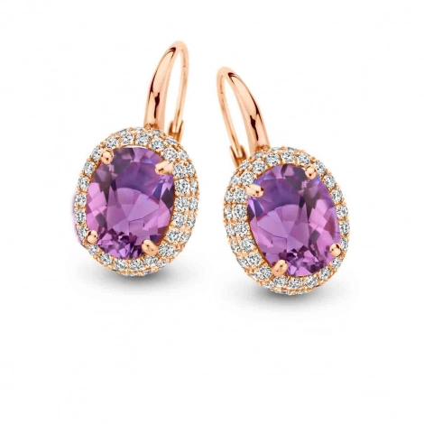  Boucles d'oreilles amthyste et diamants  One More
