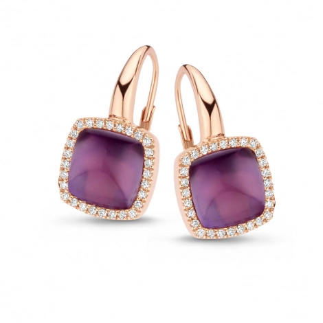 Boucles d'oreilles amthyste sur nacre et diamants One More