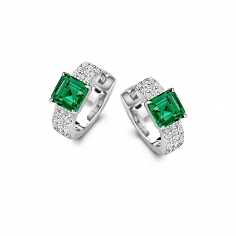 Boucles d'oreilles argent avec pierre verte +OZ Naiomy