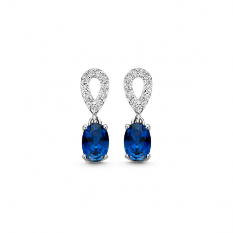 Boucles d'oreilles argent avec pierres bleues et Oxydes- Naiomy