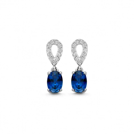 Boucles d'oreilles argent avec pierres bleues et Oxydes- Naiomy