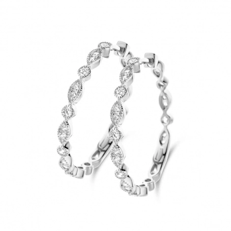 Boucles d'oreilles Argent croles serties de Zirconium - Naiomy