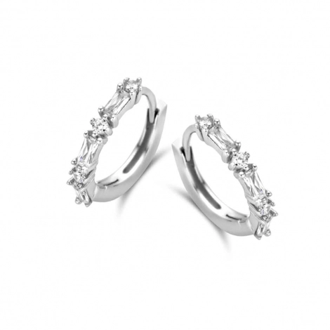 Boucles d'oreilles Argent croles serties de Zirconium -  Naiomy