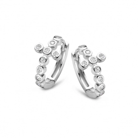 Boucles d'oreilles Argent croix serties de Zirconium - Naiomy 