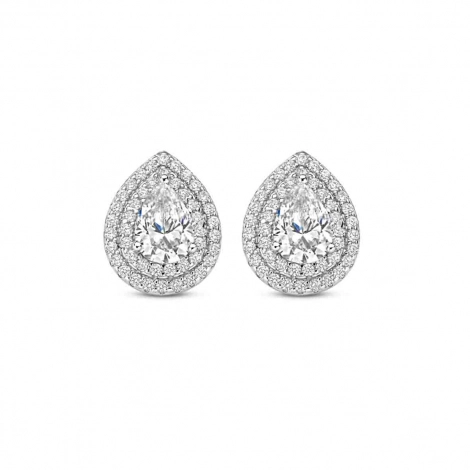 Boucles d'oreilles argent entourage poire et oxydes- Naiomy