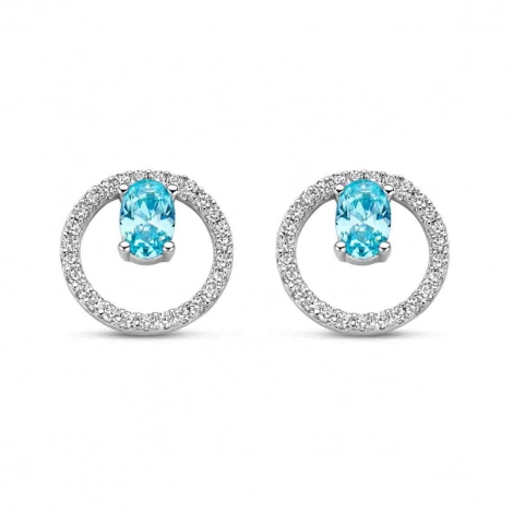 Boucles d'oreilles argent -  Oxydes et pierre bleue - Naiomy