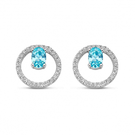Boucles d'oreilles argent -  Oxydes et pierre bleue - Naiomy  combiner