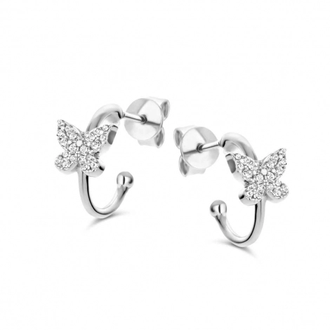Boucles d'oreilles Argent papillon serties de Zirconium -  Naiomy