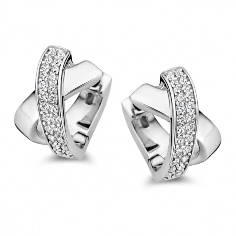Boucles d'oreilles argent pavage zirconium - Naiomy