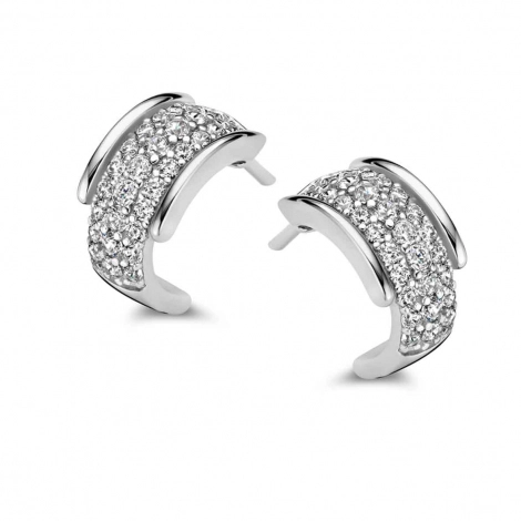 Boucles d'oreilles argent pavage zirconium - Naiomy