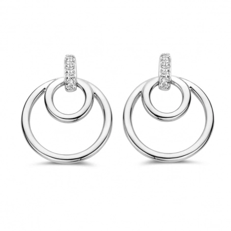 Boucles d'oreilles argent pavage zirconium - Naiomy