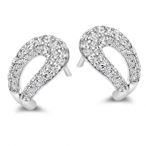 Boucles d'oreilles argent pavage zirconium - Naiomy