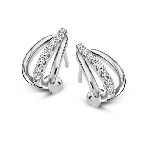 Boucles d'oreilles argent pavage zirconium - Naiomy