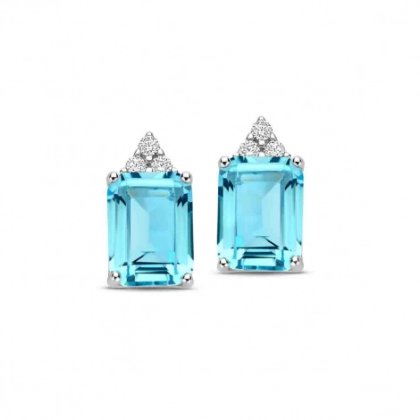 Boucles d'oreilles argent pierre bleu et oxydes - Naiomy