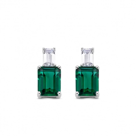 Boucles d'oreilles argent - pierre verte et Oxydes - Naiomy