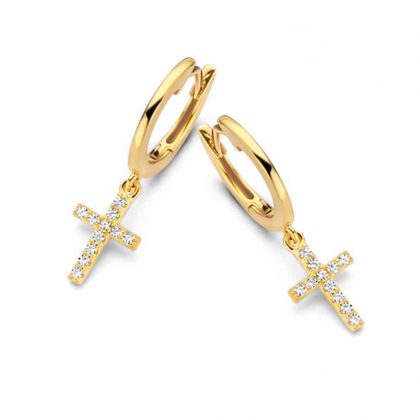 Boucles d'oreilles Argent plaqu croix serties de Zirconium - Naiomy  combiner