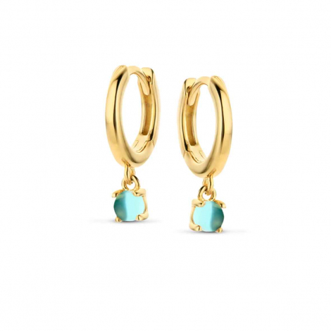 Boucles d'oreilles Argent plaqu or avec pierres bleues  -  Naiomy  combiner