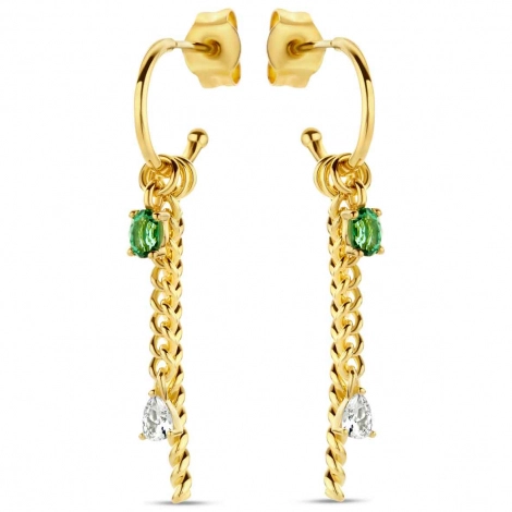 Boucles d'oreilles Argent plaqu or avec pierres de couleurs -  Naiomy