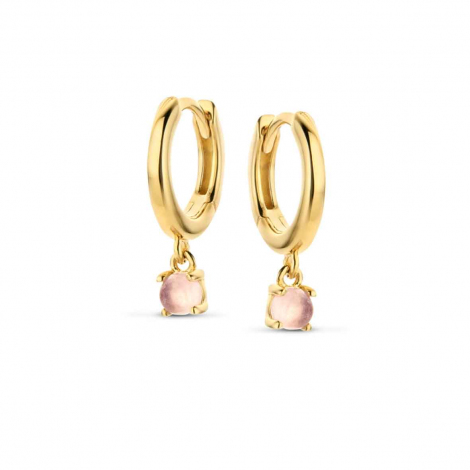 Boucles d'oreilles Argent plaqu or avec pierres roses  -  Naiomy