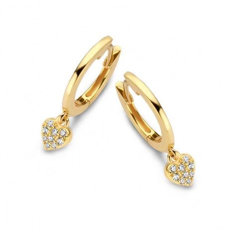 Boucles d'oreilles Argent plaqu or coeur serties de Zirconium - Naiomy