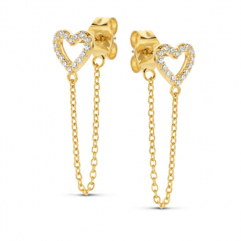 Boucles d'oreilles Argent plaqu or coeur serties de Zirconium -  Naiomy