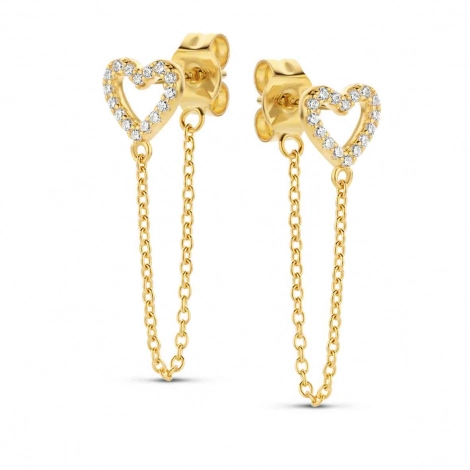 Boucles d'oreilles Argent plaqu or coeur serties de Zirconium -  Naiomy