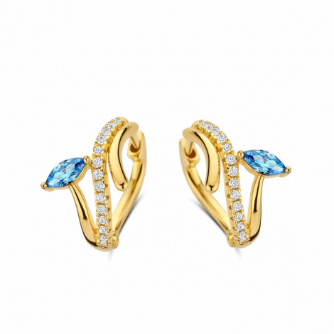Boucles d'oreilles argent plaqu or et oxydes bleu et blanc - Naiomy  combiner