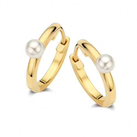 Boucles d'oreilles Argent plaqu or et perle blanche - Naiomy