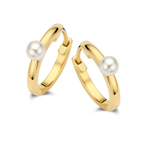 Boucles d'oreilles Argent plaqu or et perle blanche - Naiomy  combiner