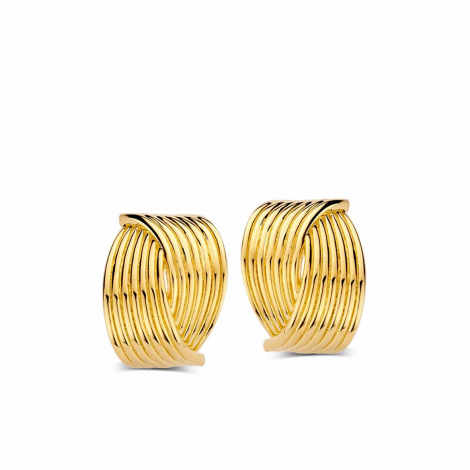 Boucles d'oreilles argent - plaqu or finement nervur  - Naiomy  combiner