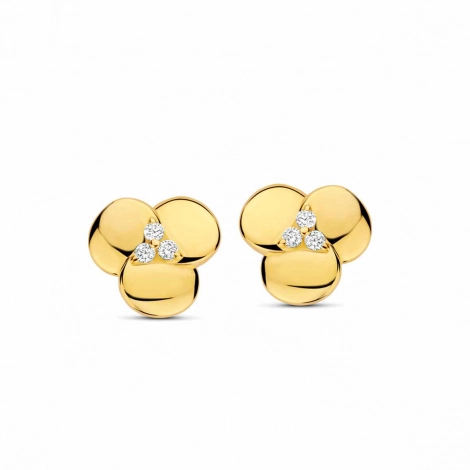 Boucles d'oreilles argent plaqu or fleur et oxydes - Naiomy
