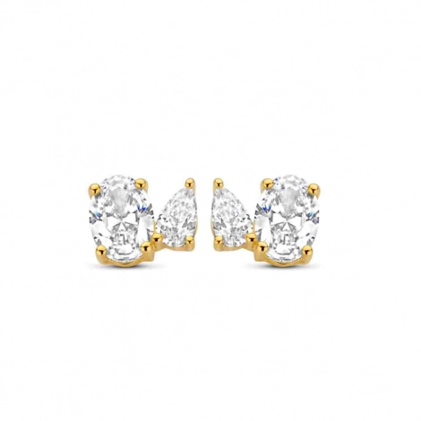 Boucles d'oreilles argent plaqu or jaune et oxydes- Naiomy